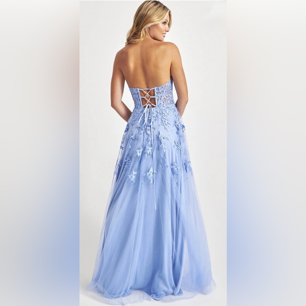 Faviana Glamour Strapless Sweetheart Long Lace Dress - Picture 2 of 5